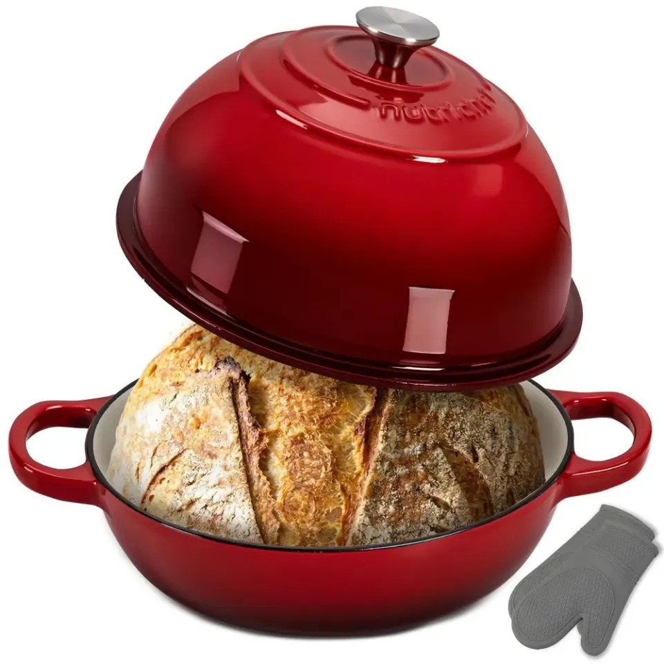 Nutrichef Cocotte pain fonte émaillée 26 cm rouge
