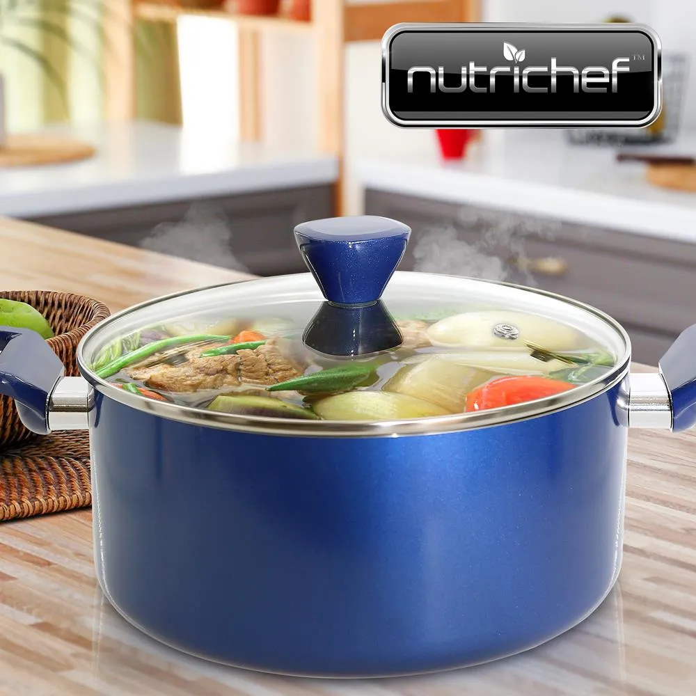 Nutrichef Faitout antiadhésif 4,7 L avec couvercle verre