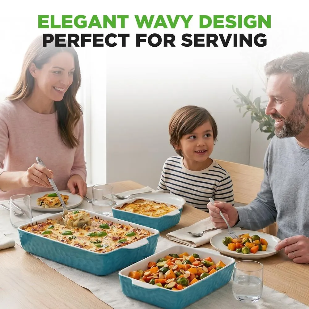 Nutrichef Lot 3 Plats Gratin Céramique Aqua Antiadhésifs