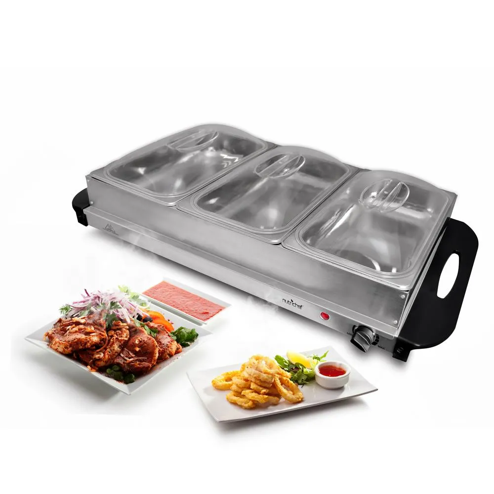 Nutrichef PKBFWM33 chauffe-plat buffet 3 bacs inox 300W