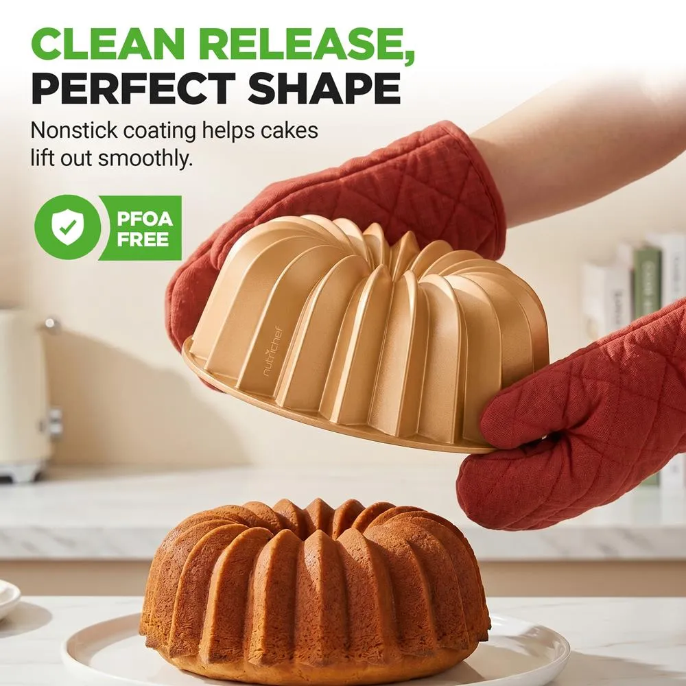 Nutrichef moule bundt gâteau 23 cm alu doré antiadhésif