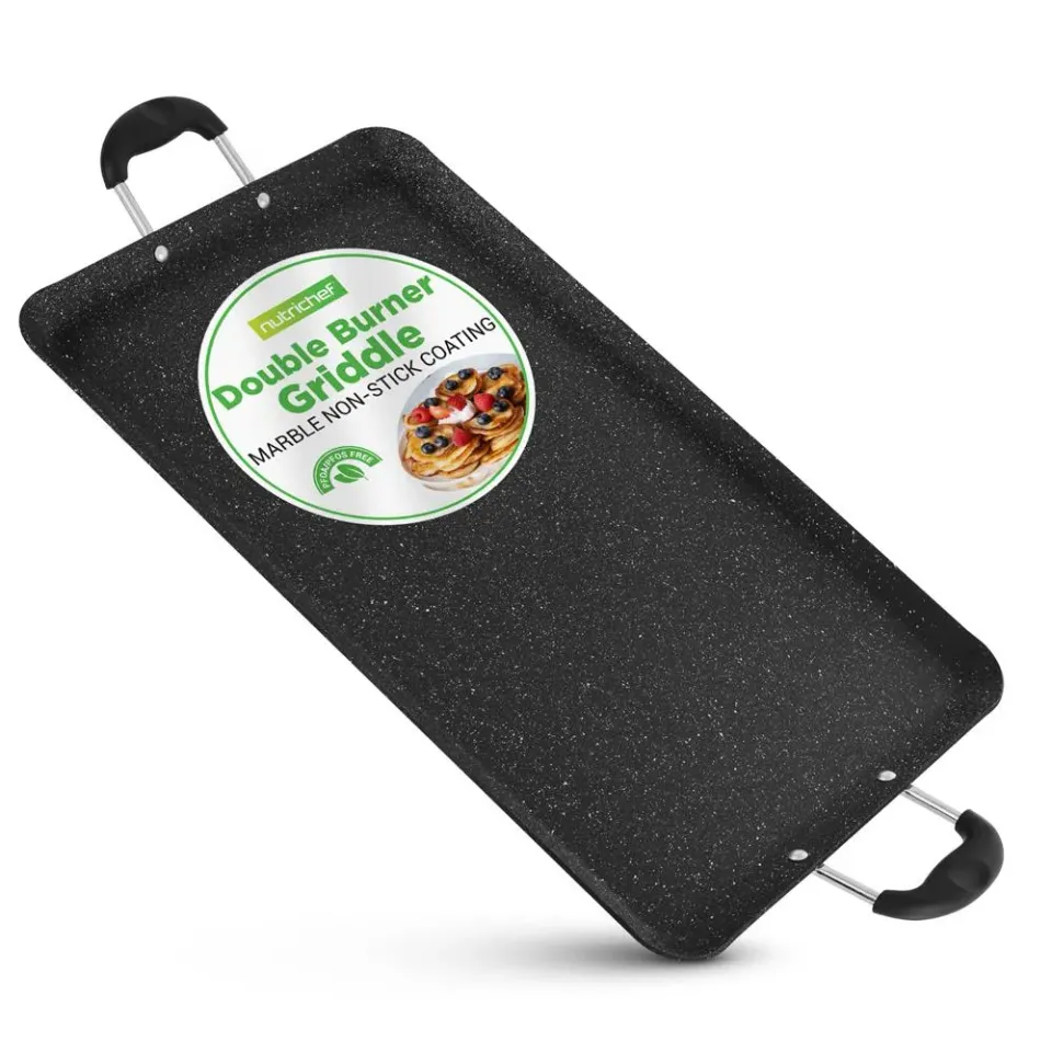Nutrichef plancha griddle double brûleur marbre antiadhésive
