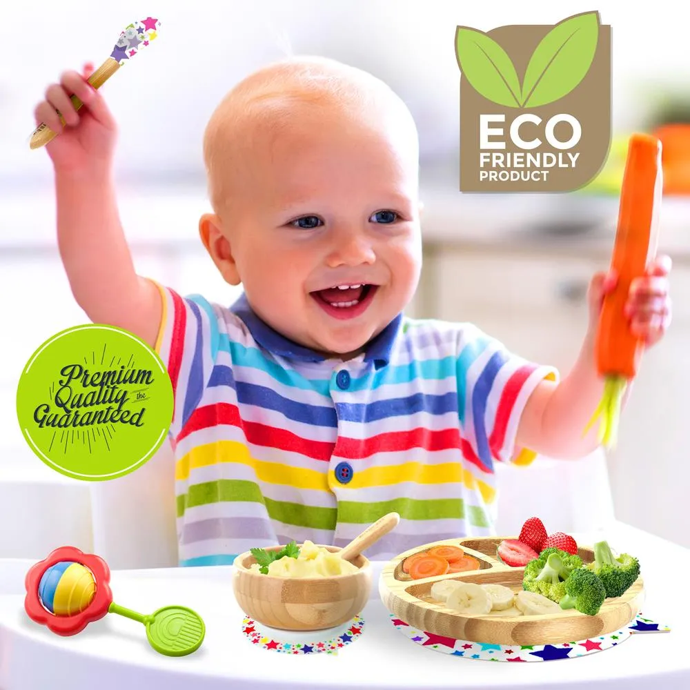 Nutrichef assiette bébé ventouse 3 compartiments + cuillère