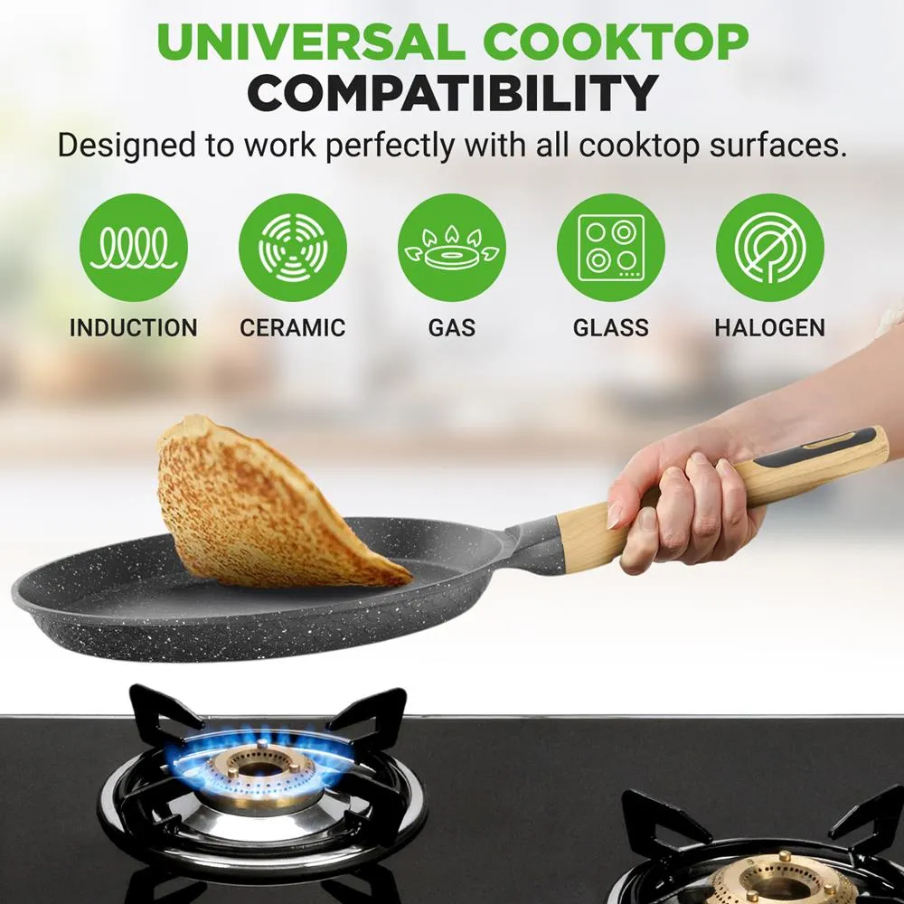 Nutrichef poêle à crêpes 28 cm antiadhésive + râteau