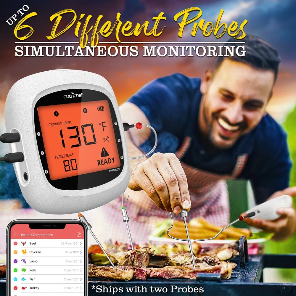 Nutrichef PWIRBBQ80 thermomètre viande Bluetooth 6 sondes