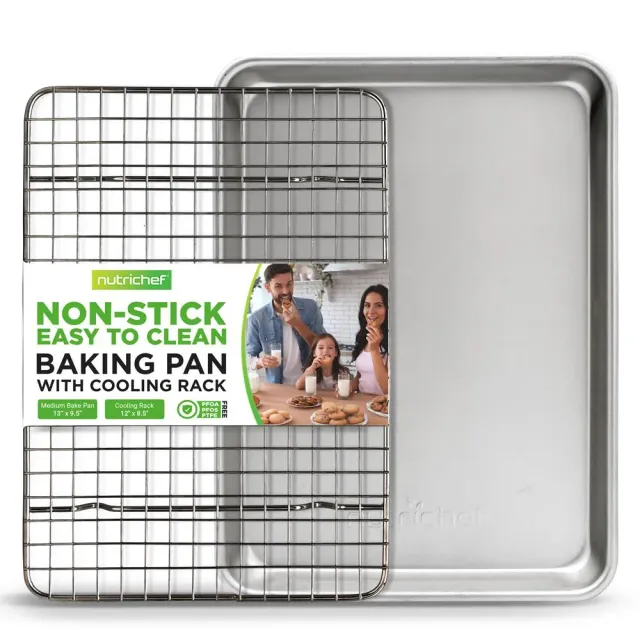 Nutrichef plaque cuisson 33x25 cm avec grille antiadhésive