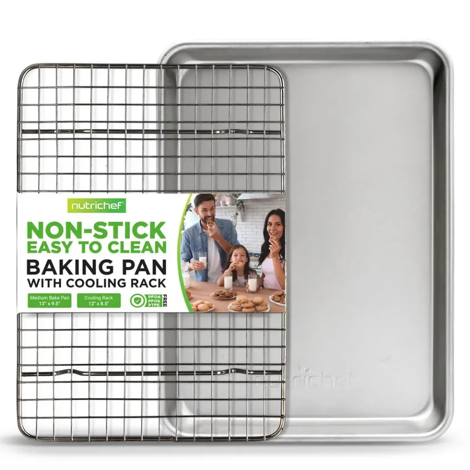 Nutrichef plaque cuisson 33x25 cm avec grille antiadhésive