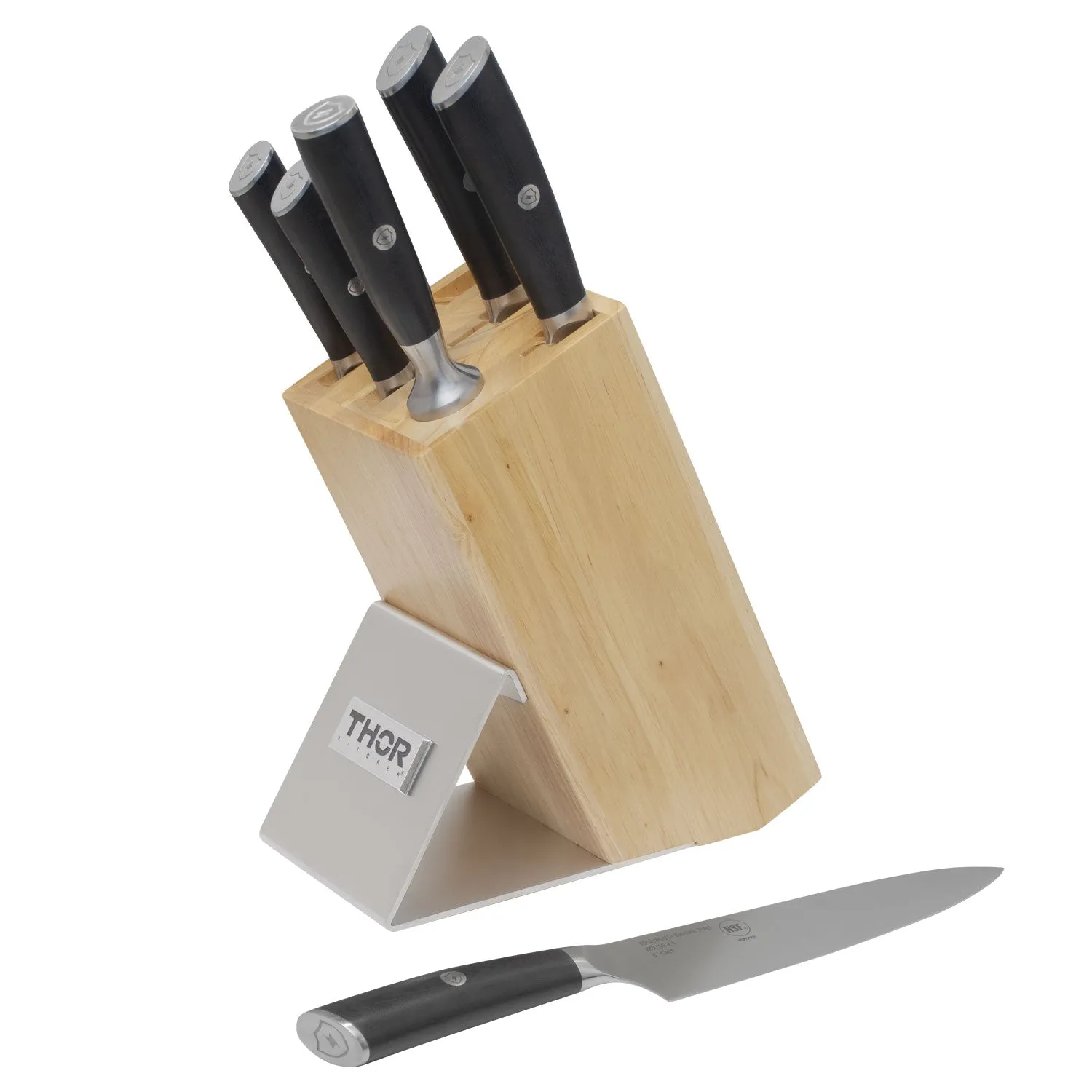 Thor set couteaux cuisine 7 pièces bloc bois allemand