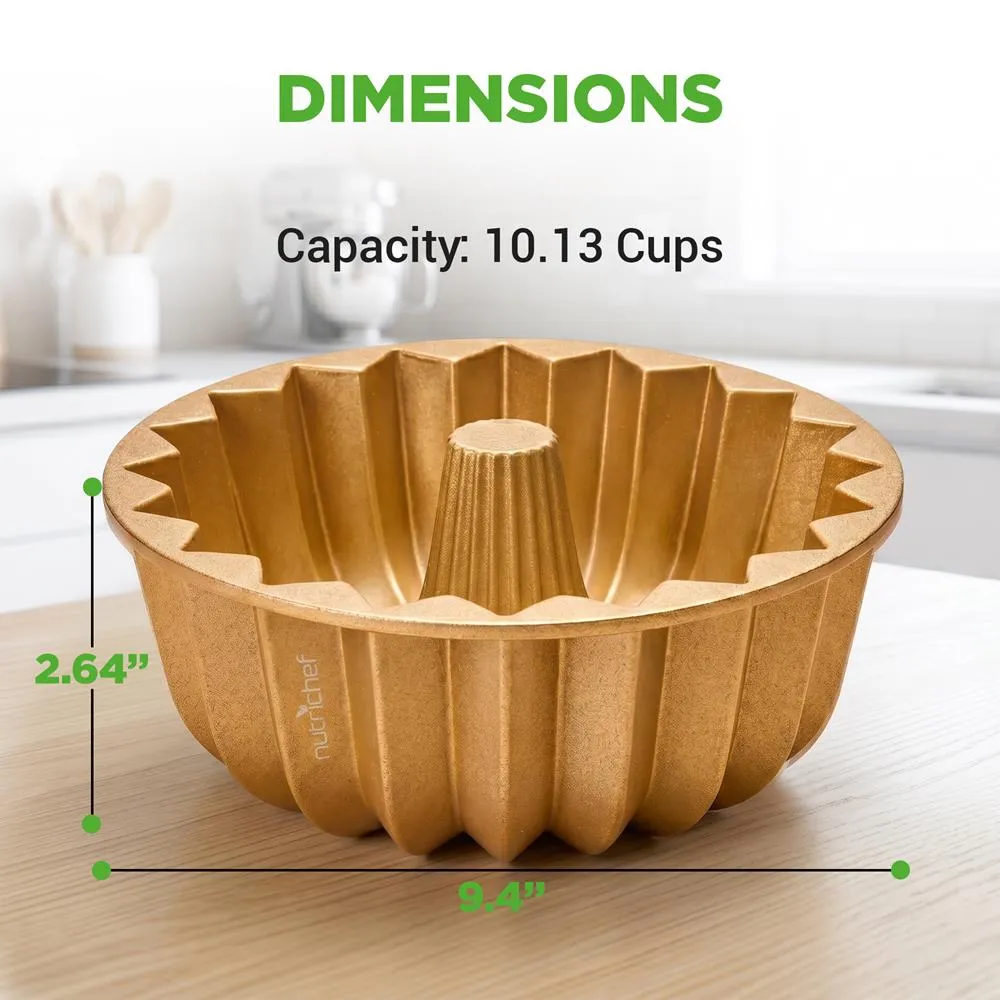 Nutrichef moule bundt gâteau 23 cm alu doré antiadhésif