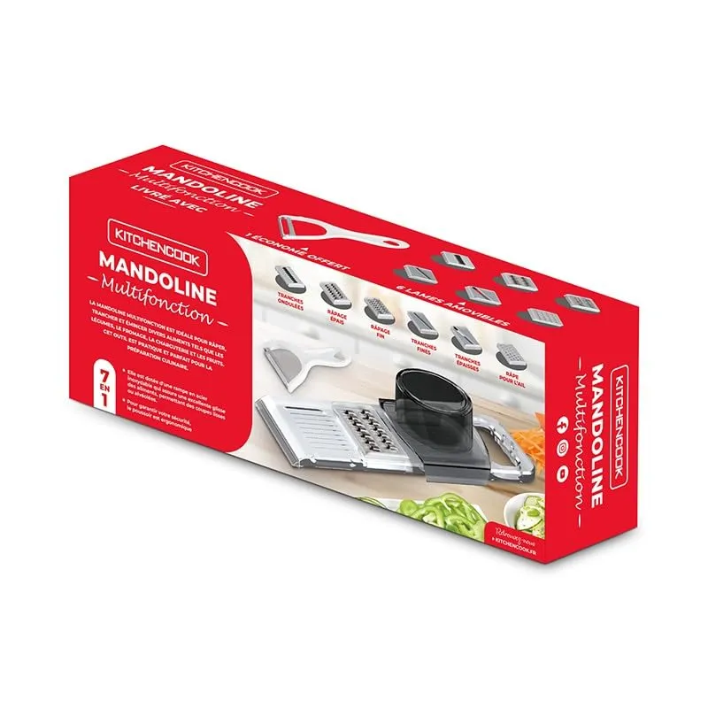 Kitchencook K-slice 7 en 1 mandoline gris 6 lames inox