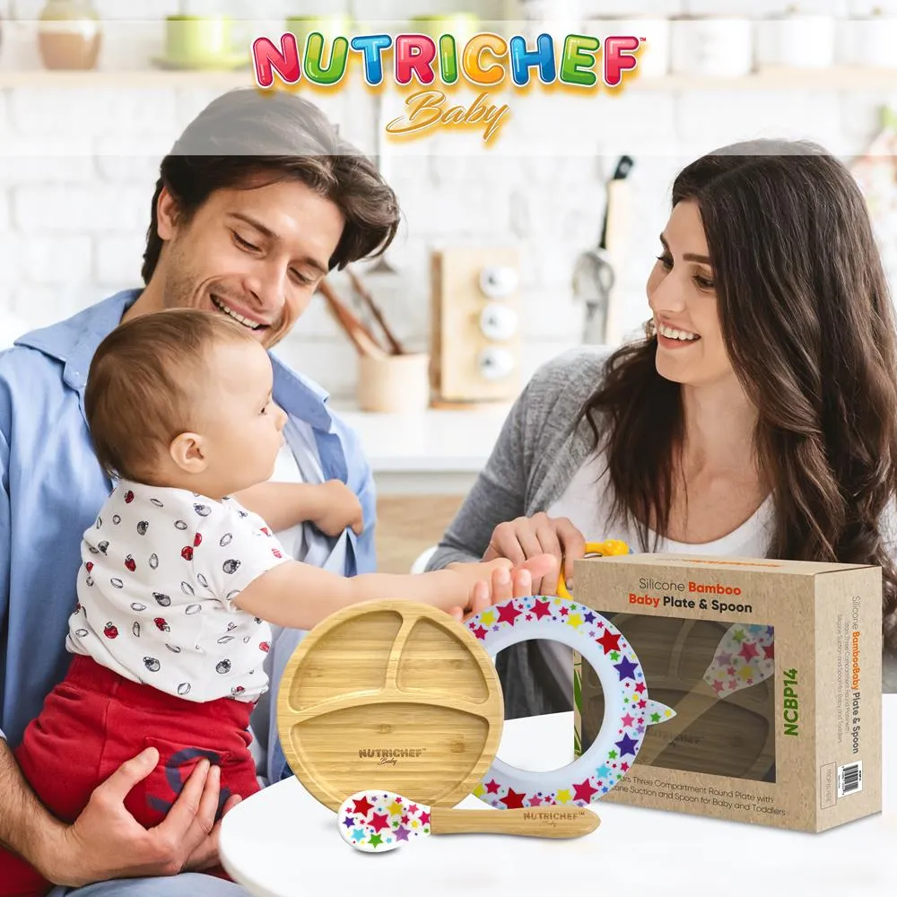 Nutrichef assiette bébé ventouse 3 compartiments + cuillère