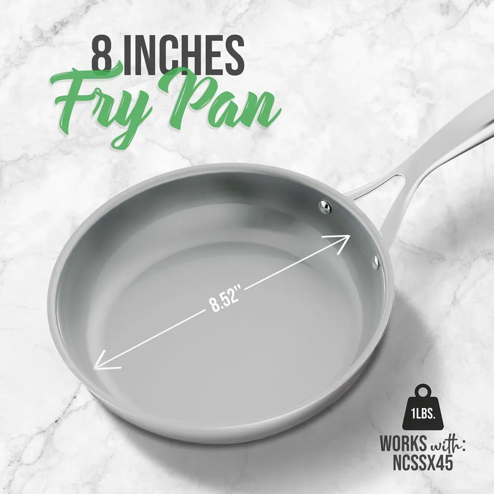 Nutrichef poêle inox 8 pouces antiadhésive céramique