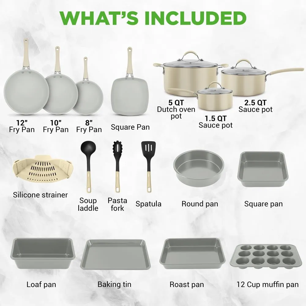 Nutrichef batterie cuisine 20 pièces alu blanc induction