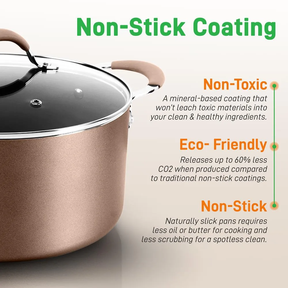 Nutrichef cocotte 5 Qt antiadhésive couvercle verre induction