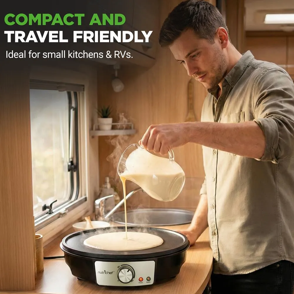 Nutrichef Crêpière Électrique 30 cm Antiadhésive 1200 W