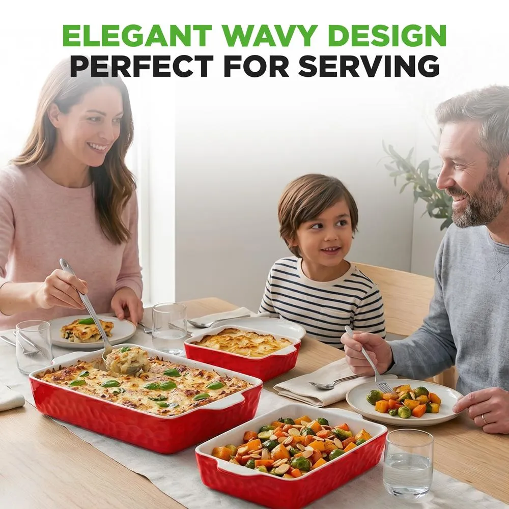 Nutrichef plats céramique four rouges lot de 3