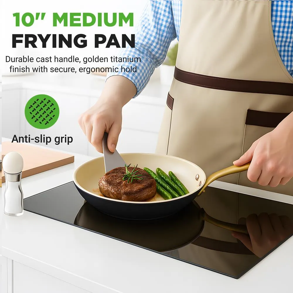 Nutrichef NCHG10 Poêle 25 cm Céramique Antiadhésive Doré