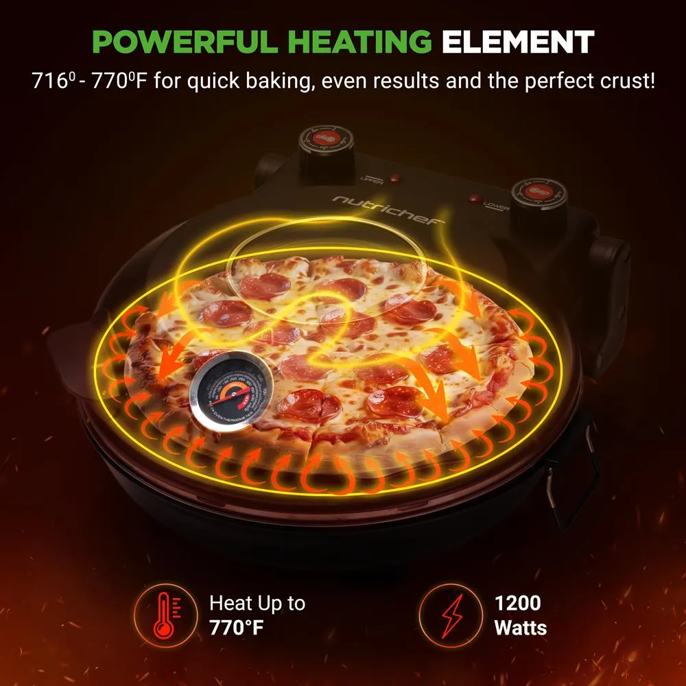 Nutrichef Electric Pizza Oven 12" four à pizza pierre