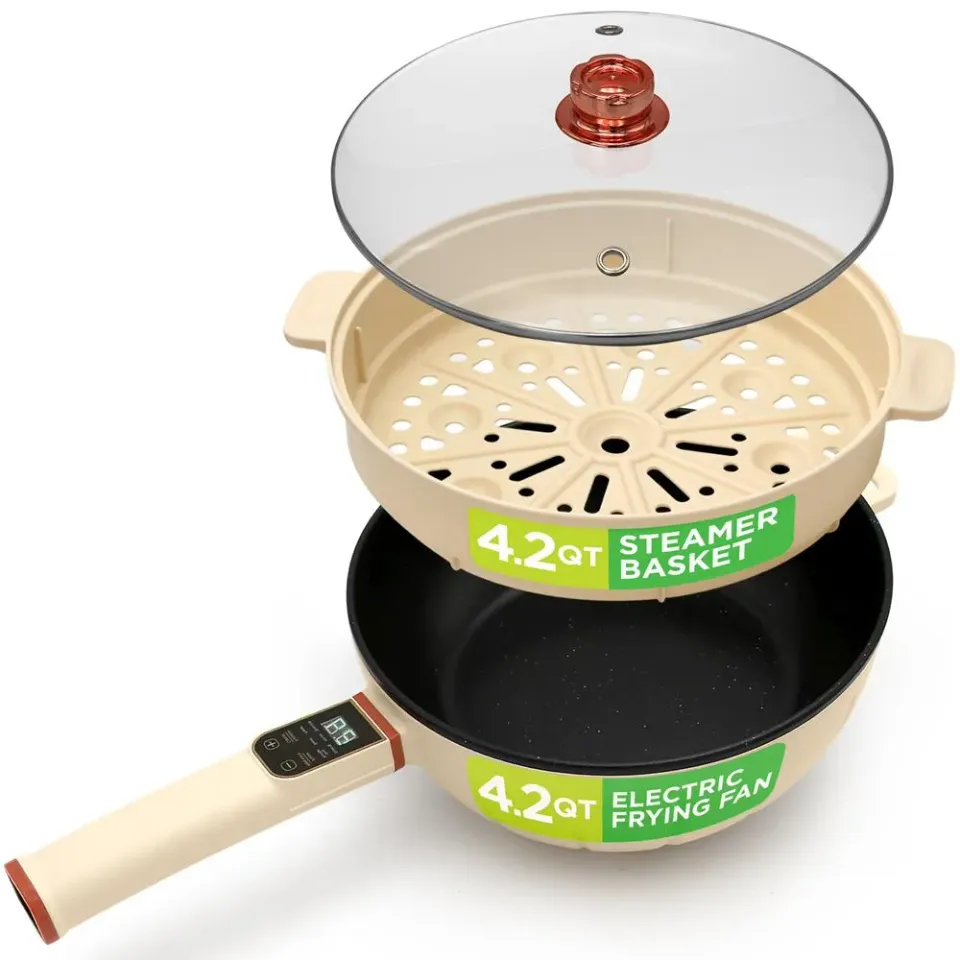 Nutrichef poêle électrique multifonction 4 L + cuit-vapeur