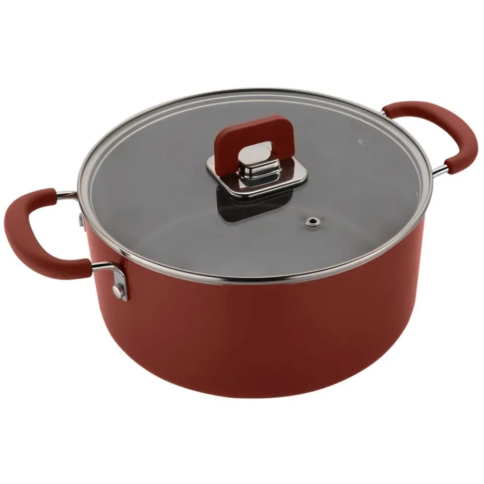 Nutrichef faitout 5 Qt marron couvercle verre pliable
