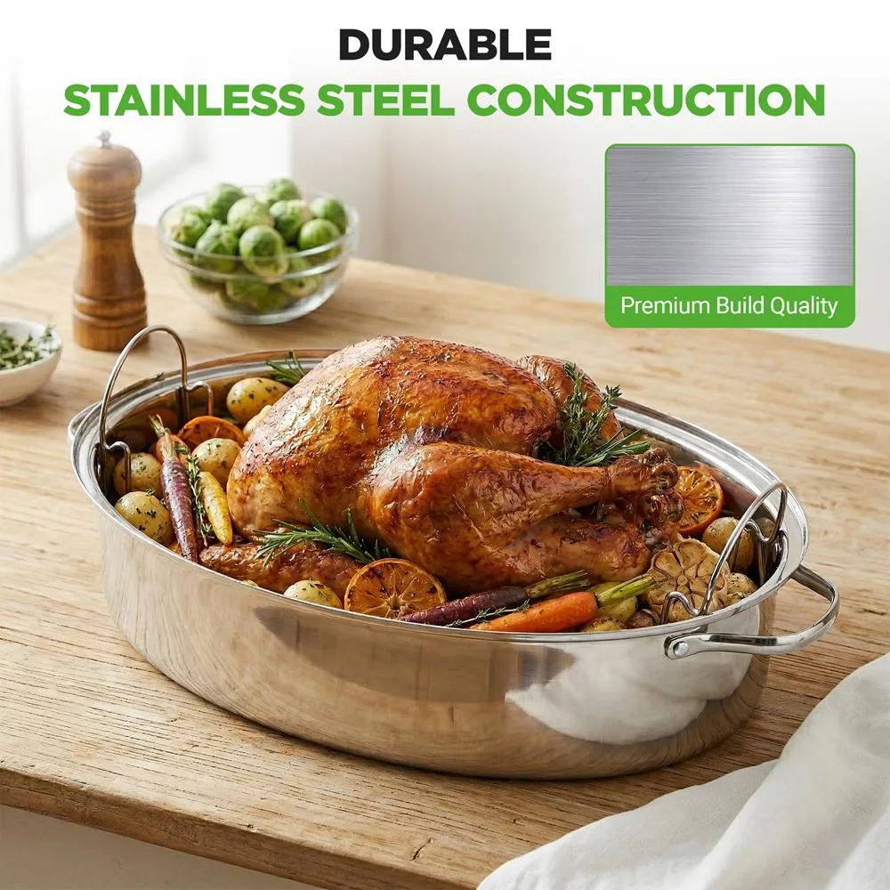 Nutrichef 20" Oval Roasting Pan plat rôtissoire inox
