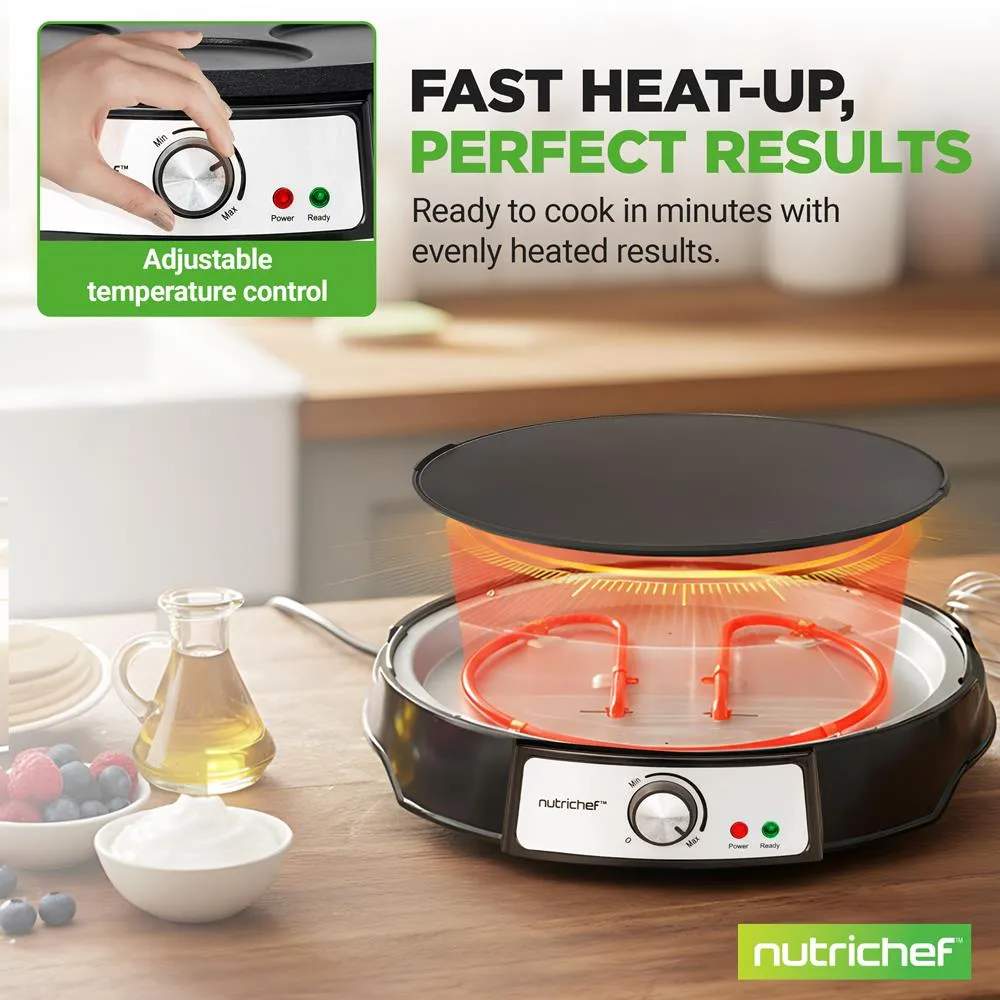 Nutrichef Crêpière Électrique 30 cm Plaque Alu 1000 W Réversible