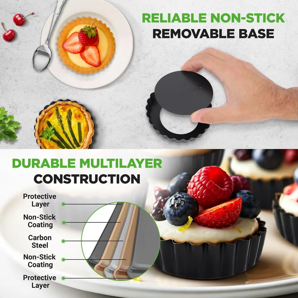 Nutrichef moules tartelettes antiadhésifs 10 pcs fond amovible