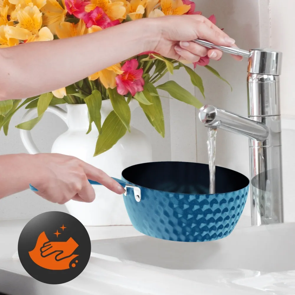 Nutrichef batterie de cuisine 11 pièces bleue céramique induction