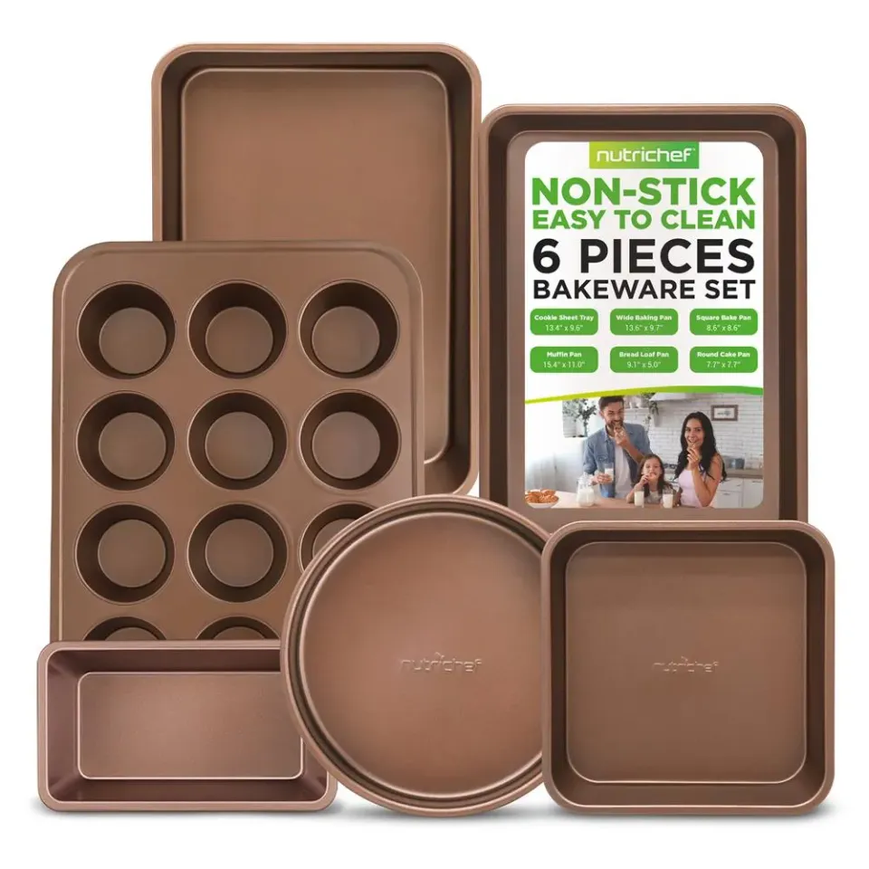 Nutrichef NCBK6TR7 set 6 moules pâtisserie antiadhésifs dorés