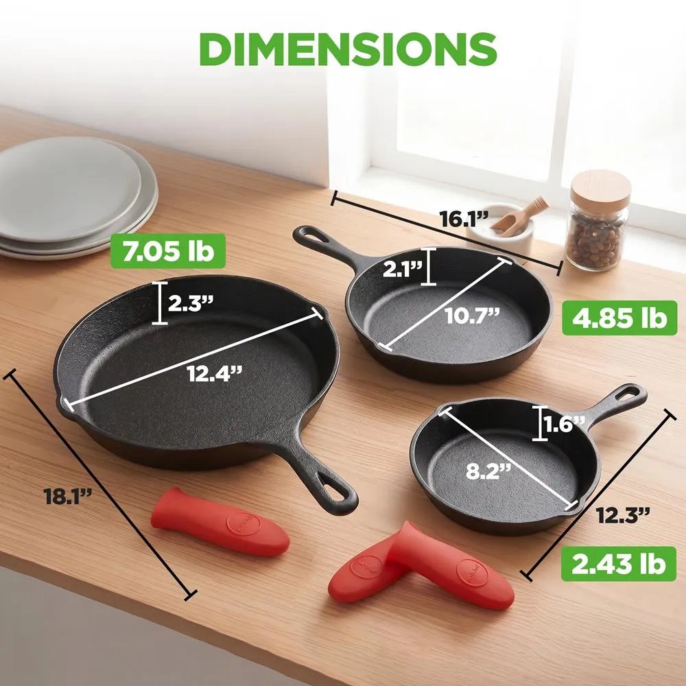Nutrichef Lot 3 Poêles Fonte 20/25/30 cm