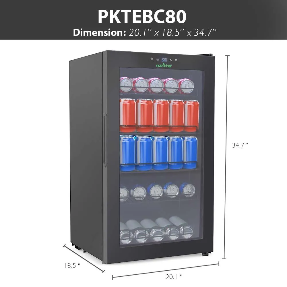 Nutrichef mini frigo boissons 132 canettes porte vitrée
