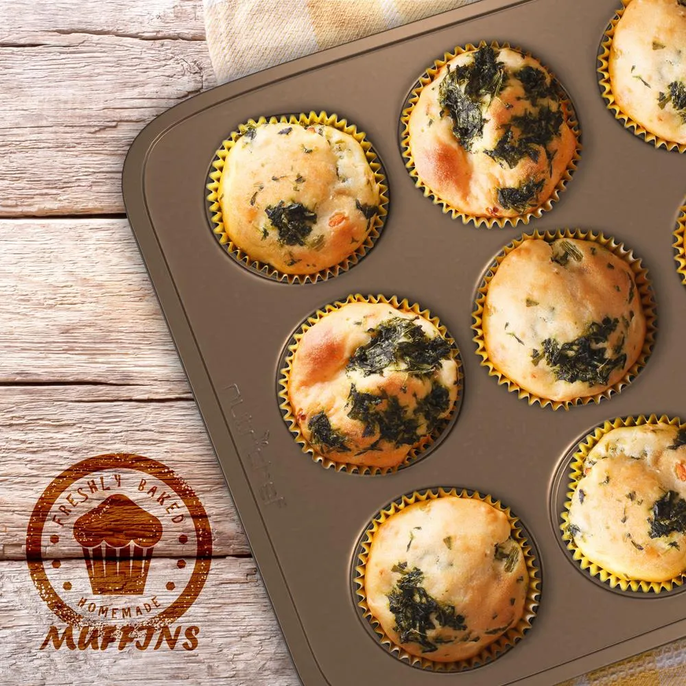Nutrichef Lot 2 Moules Muffins Antiadhésifs Acier 12 Empreintes