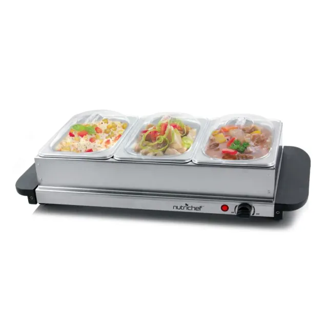 Nutrichef PKBFWM33 chauffe-plat buffet 3 bacs inox 300W