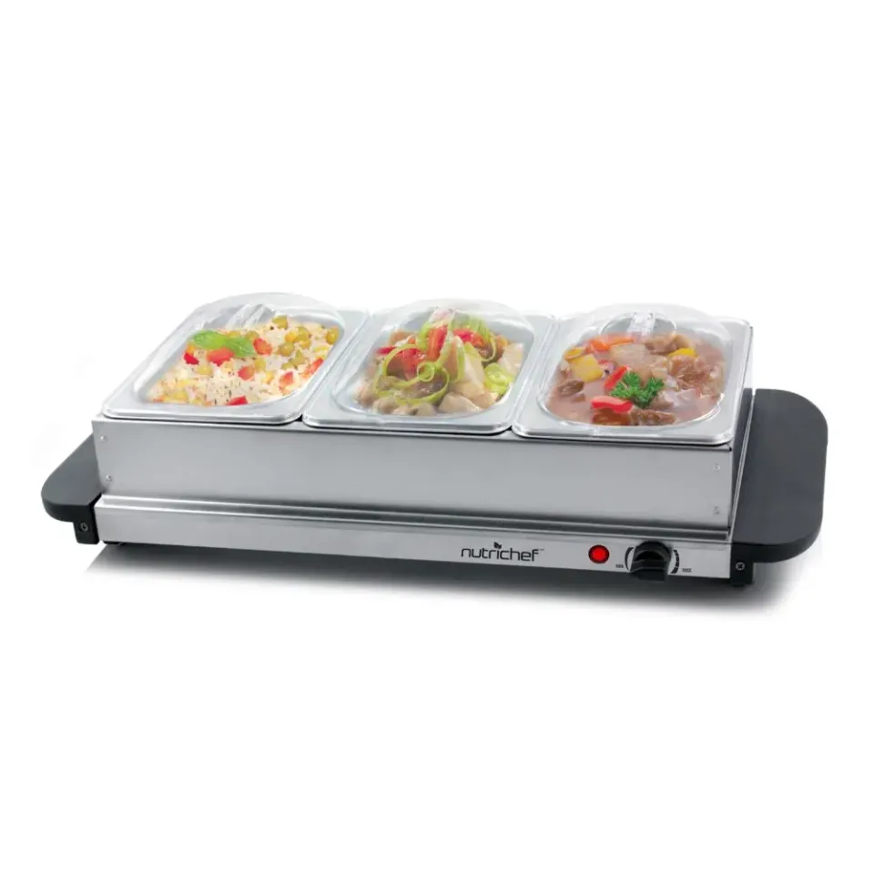 Nutrichef PKBFWM33 chauffe-plat buffet 3 bacs inox 300W