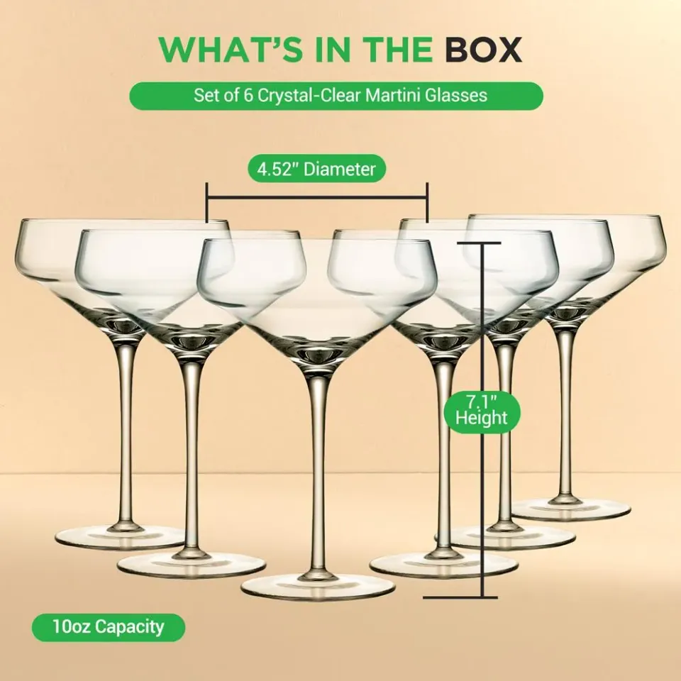 Nutrichef NCGLMT68 verres à martini cristal 30 cl lot de 6