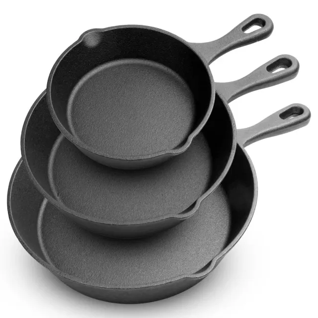 Nutrichef set 3 poêles fonte 15/20/25 cm pré-culottées