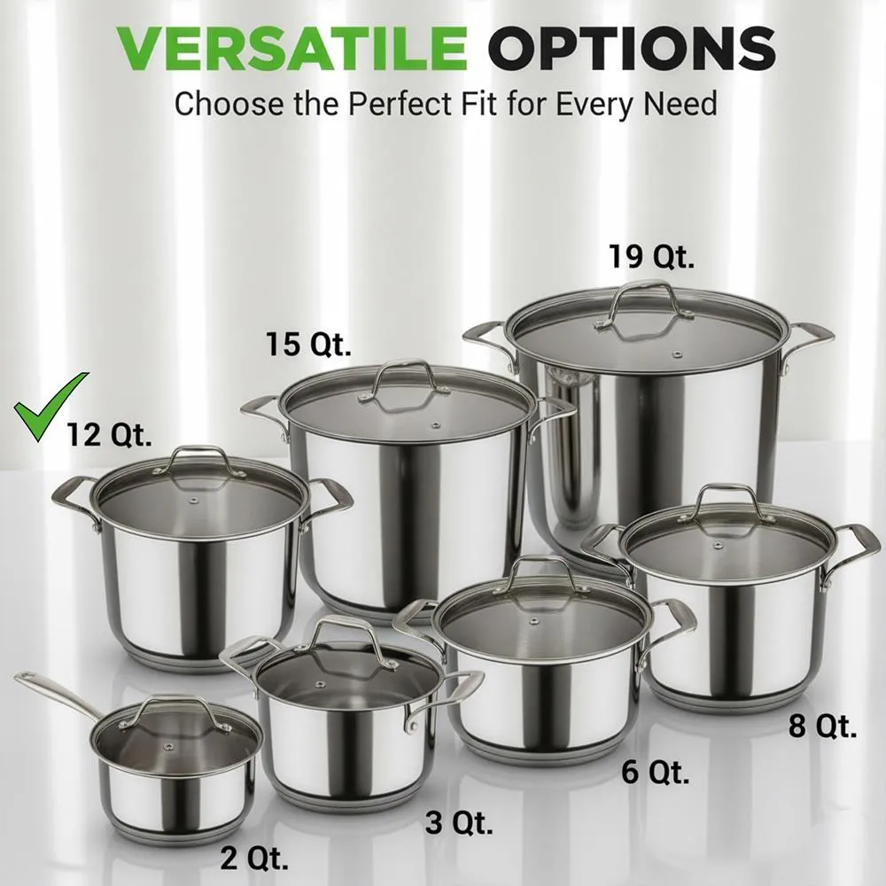 Nutrichef NCSP12 faitout inox 12 Qt couvercle verre induction