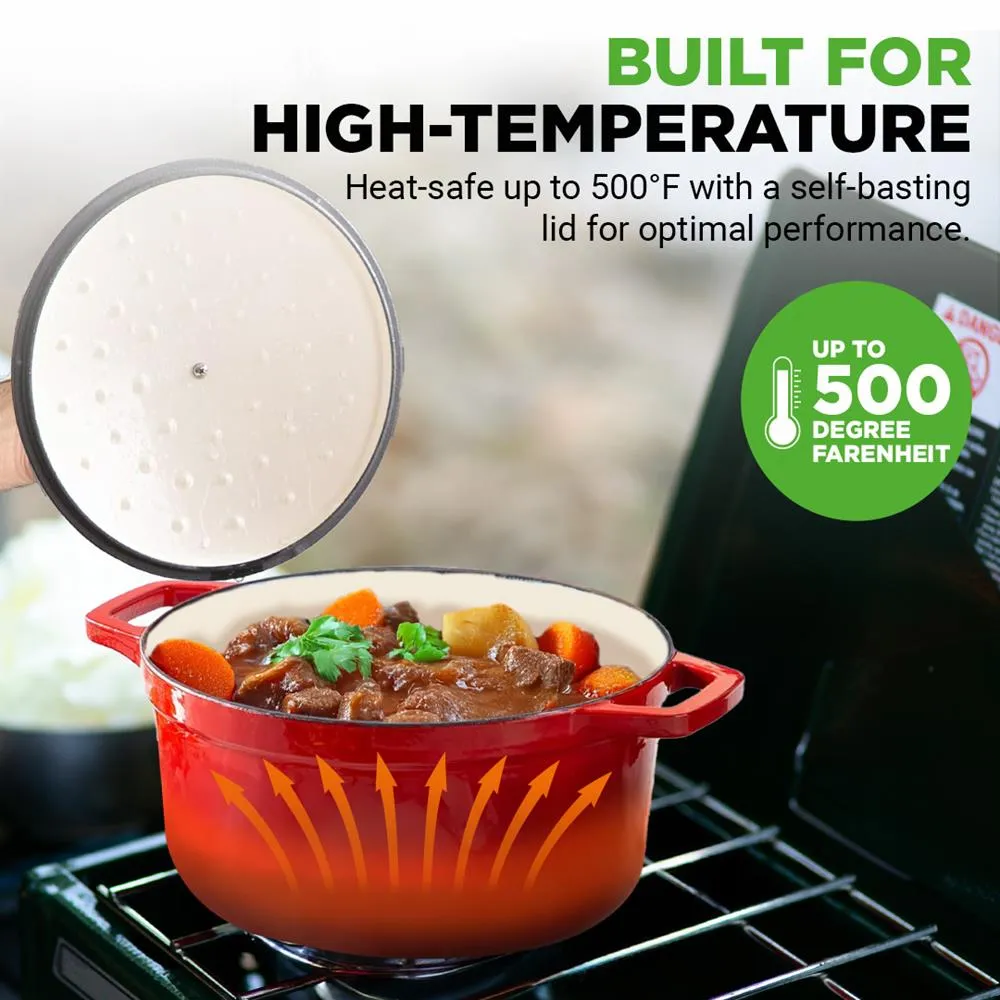 Nutrichef cocotte fonte 5 L rouge émail porcelaine