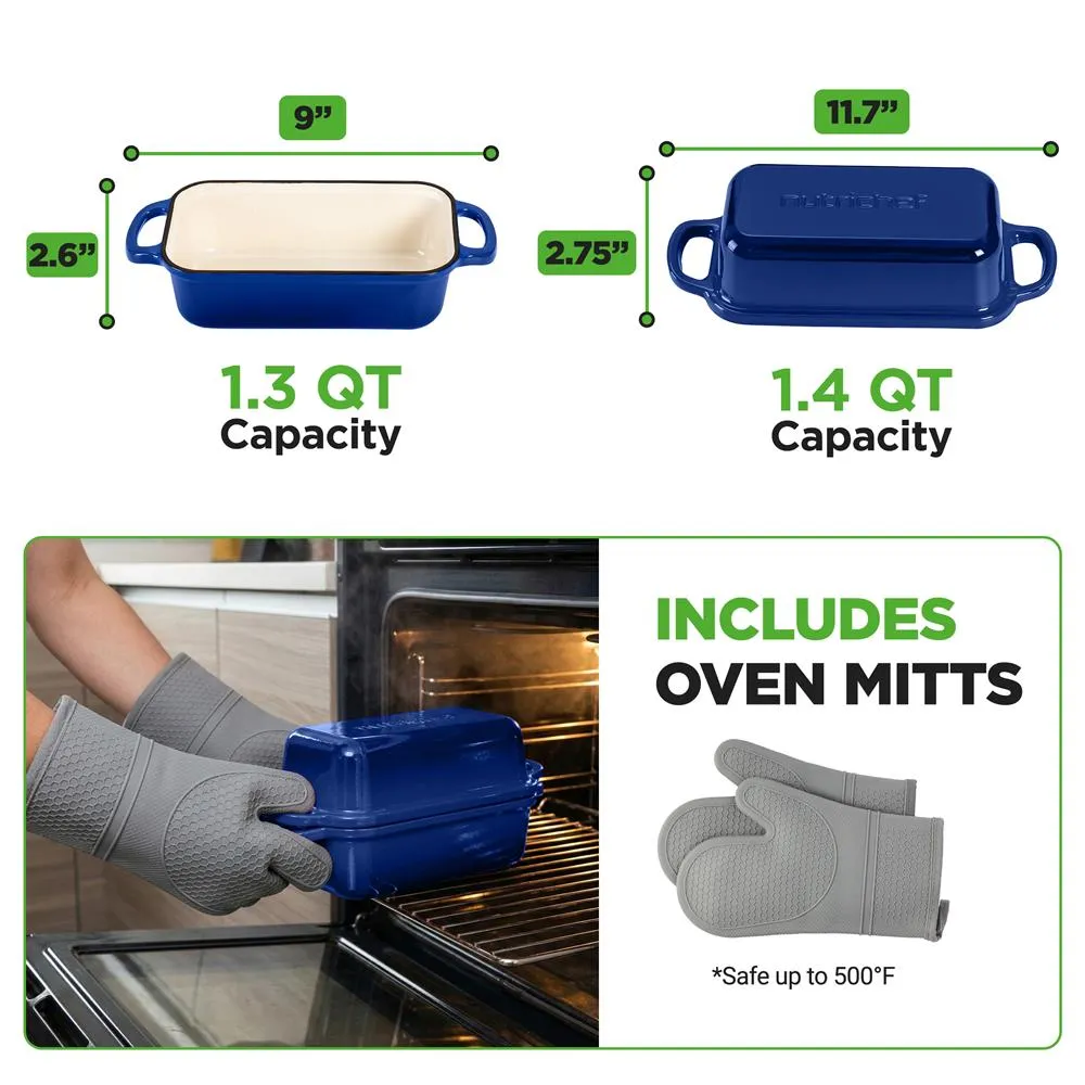 Nutrichef moule pain fonte émaillée 2,56 L bleue