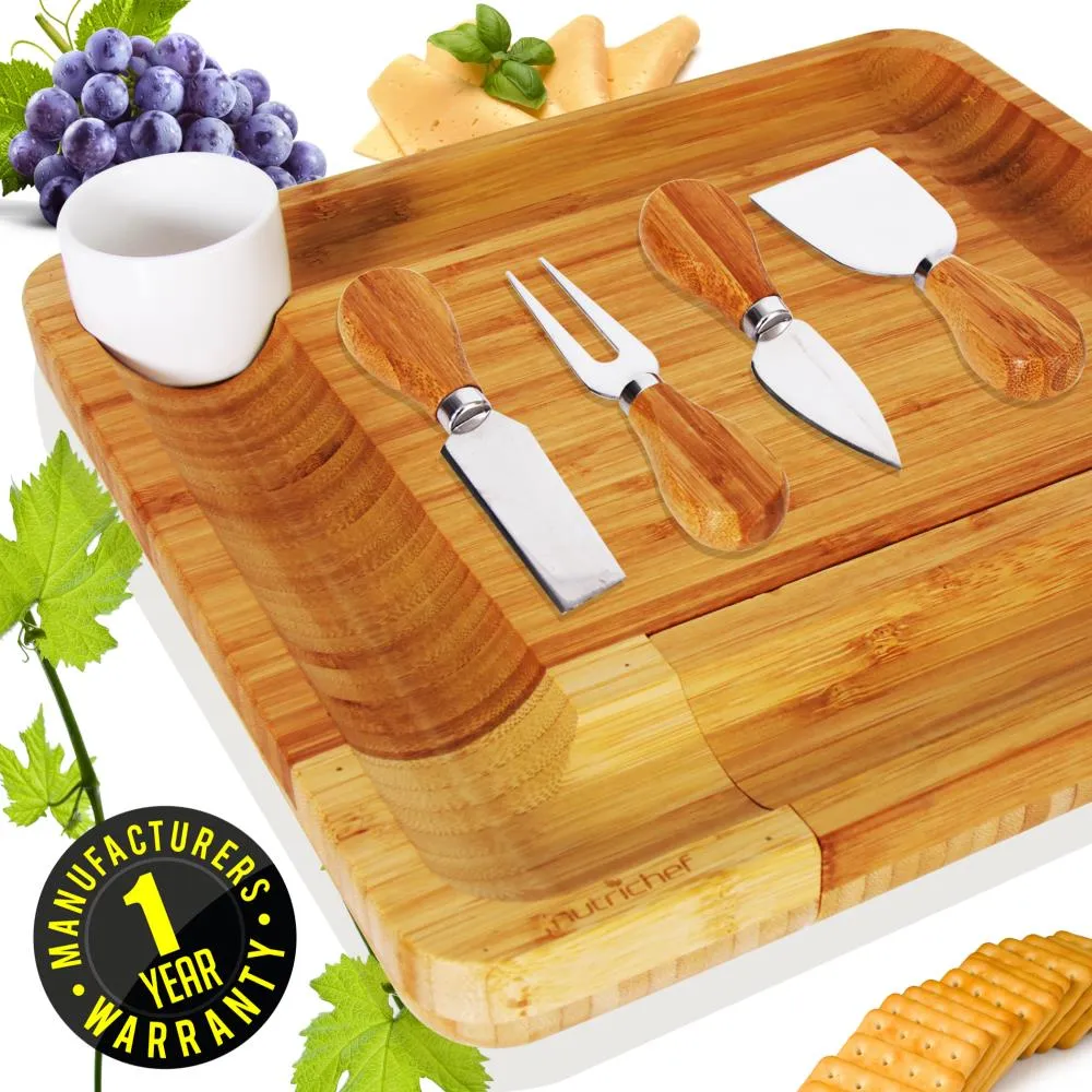 Nutrichef PKCZBD10 planche fromage bambou 4 couteaux