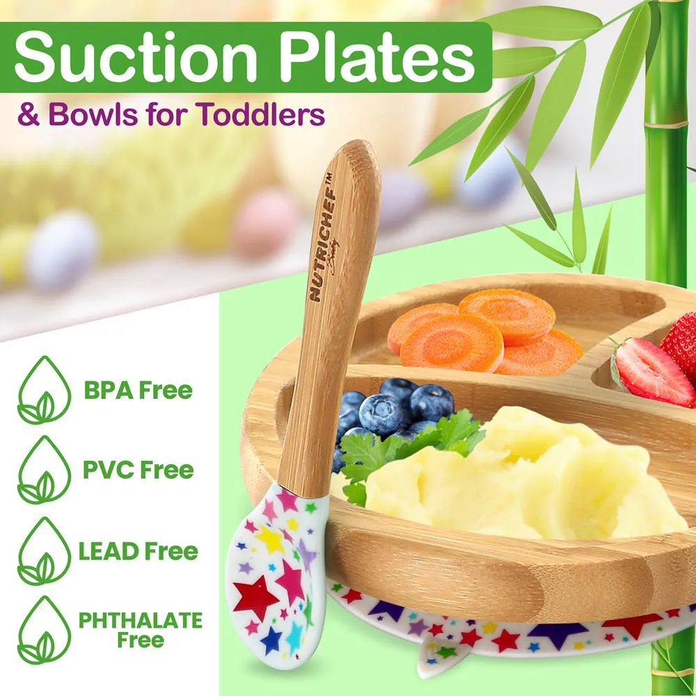Nutrichef assiette bébé ventouse 3 compartiments + cuillère