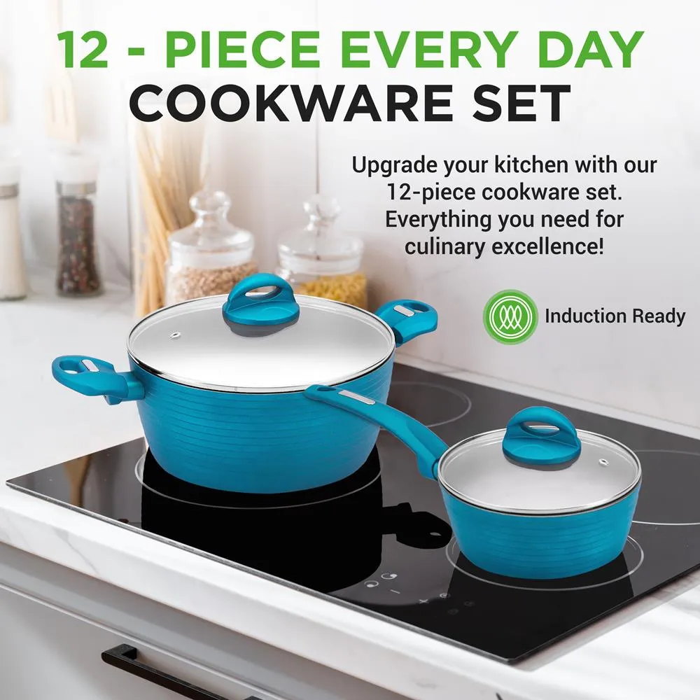 Nutrichef 12-Piece Nonstick batterie cuisine verte 12 pcs