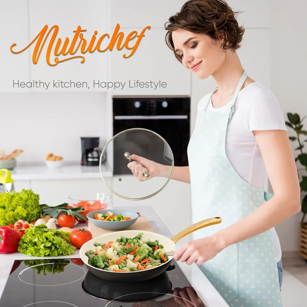 Nutrichef NCHGLDX14 poêle 35 cm antiadhésive couvercle