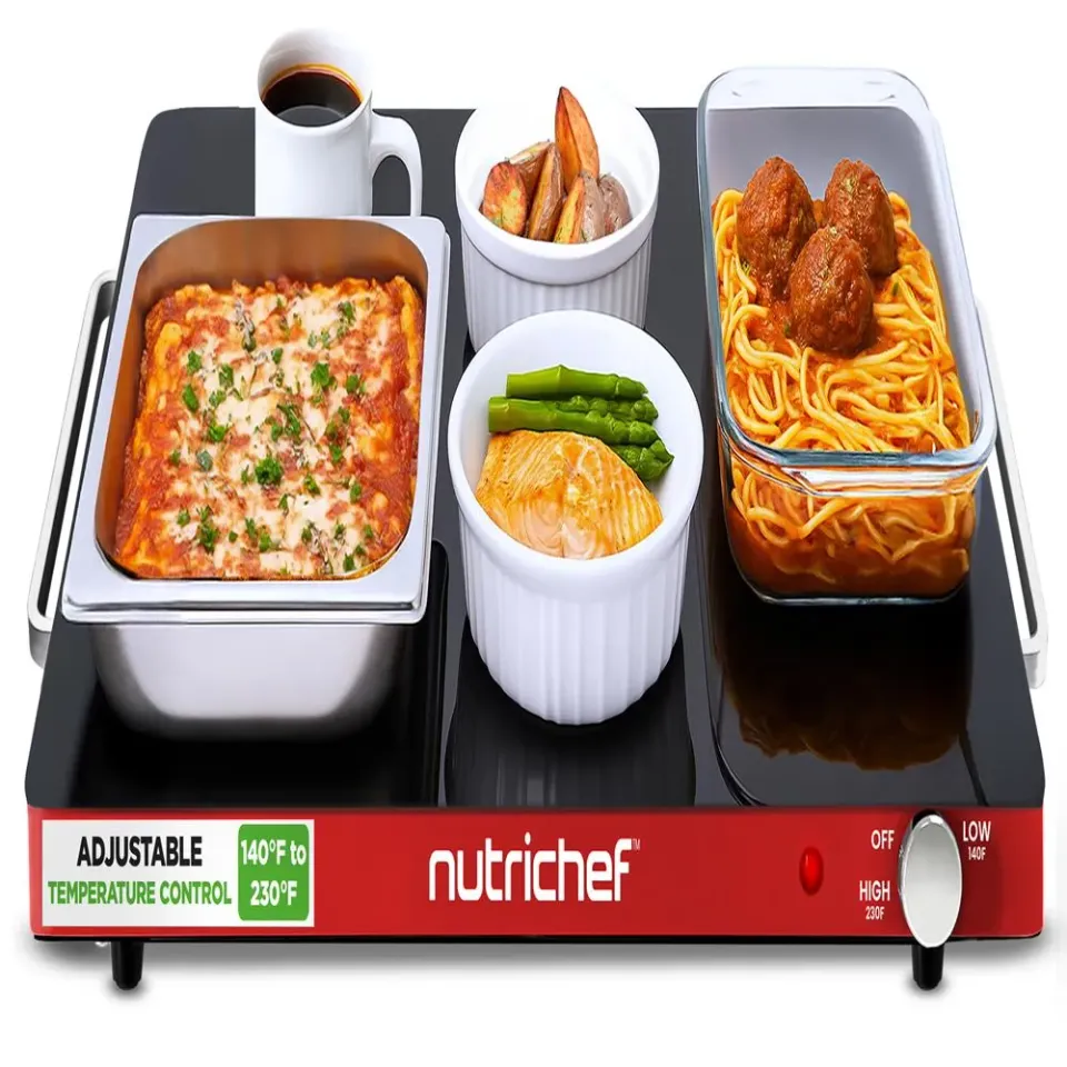 Nutrichef NCWTG plateau chauffant verre rouge grand