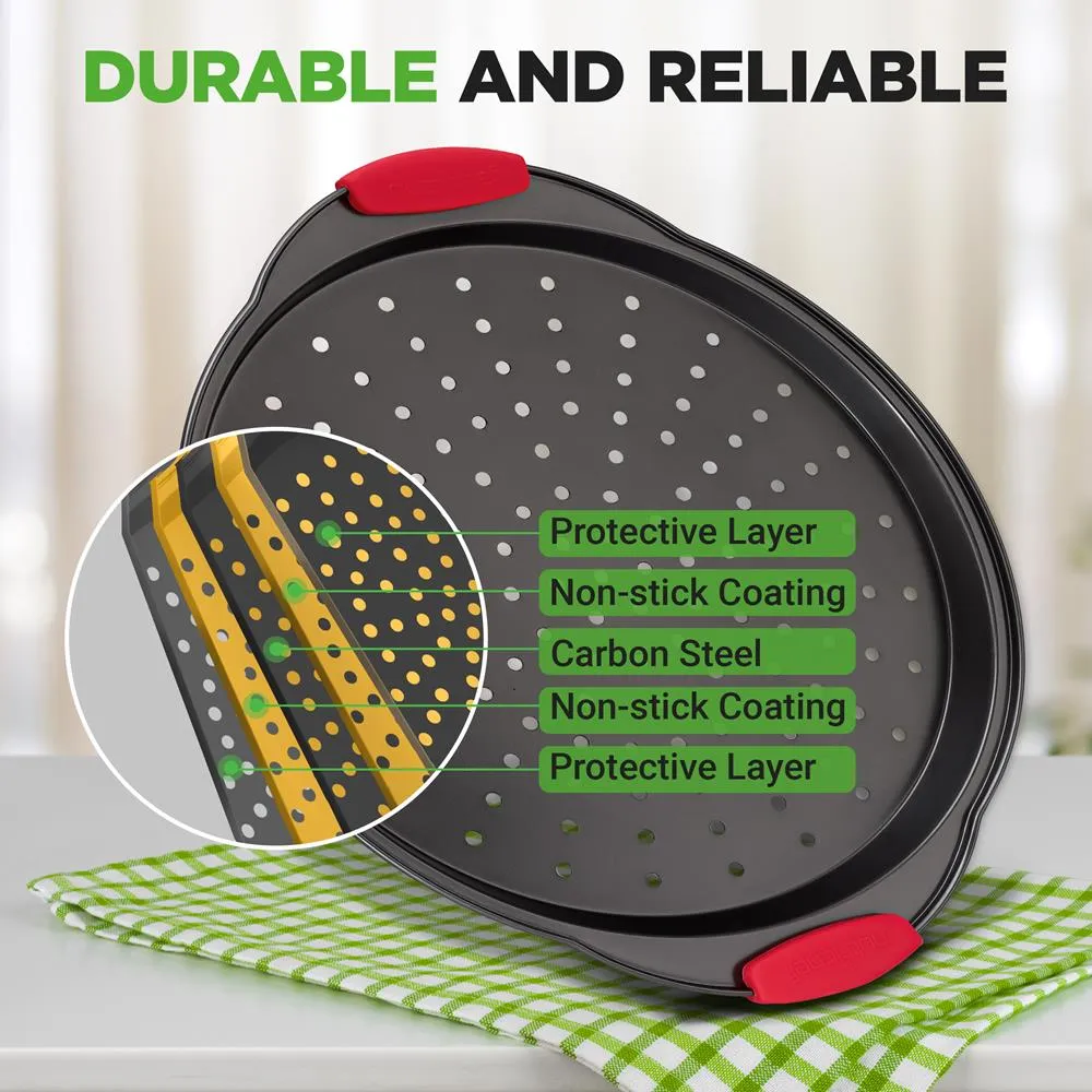 Nutrichef plaque pizza perforée antiadhésive 33 cm grise