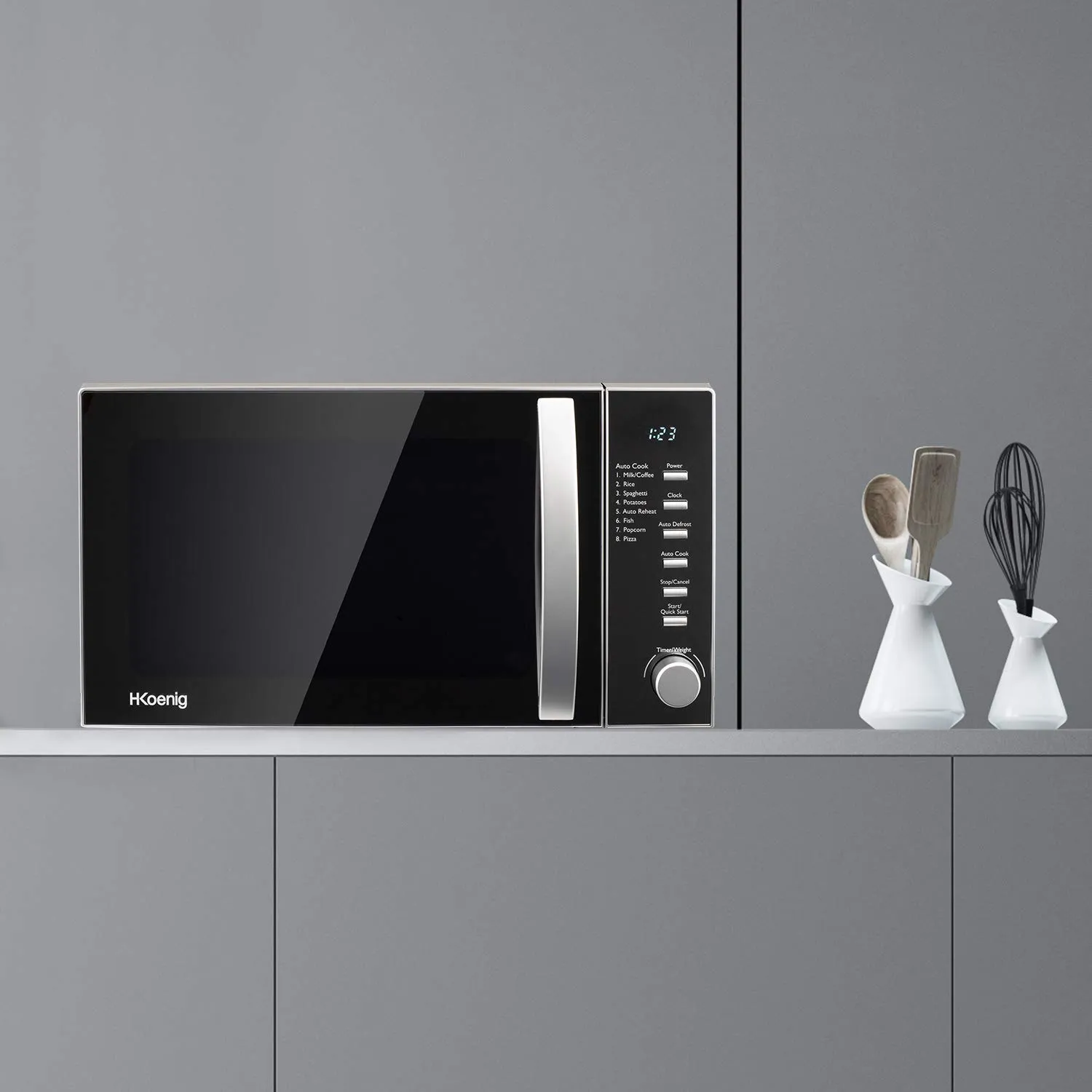 H.Koenig VIO2 micro-ondes compact 20L 700W noir miroir