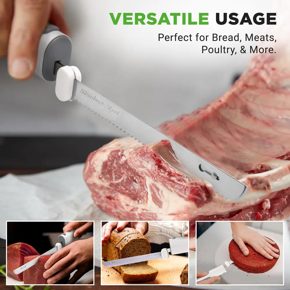 Nutrichef couteau électrique sans fil blanc gris USB