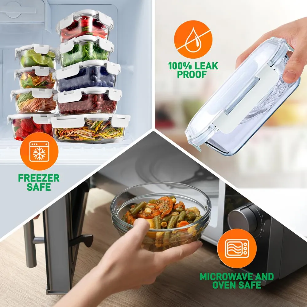 Nutrichef set 12 boîtes verre borosilicate hermétiques