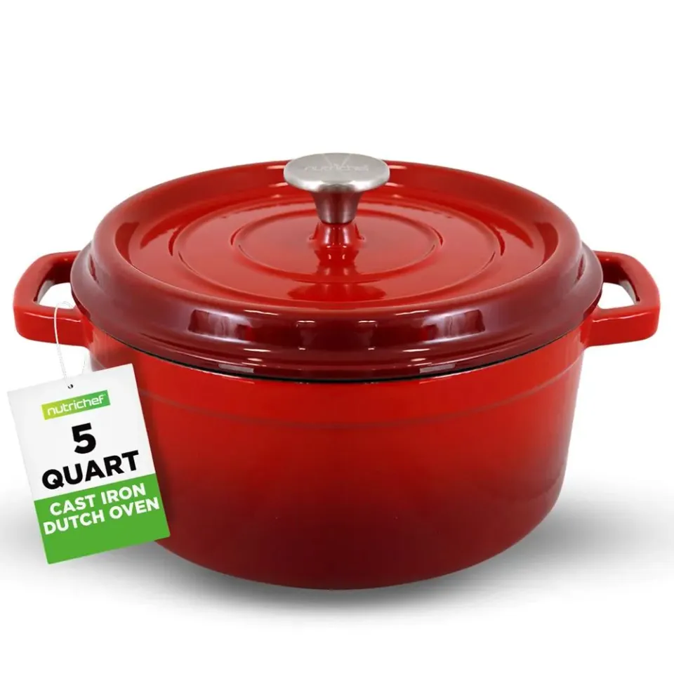 Nutrichef cocotte fonte 5 L rouge émail porcelaine