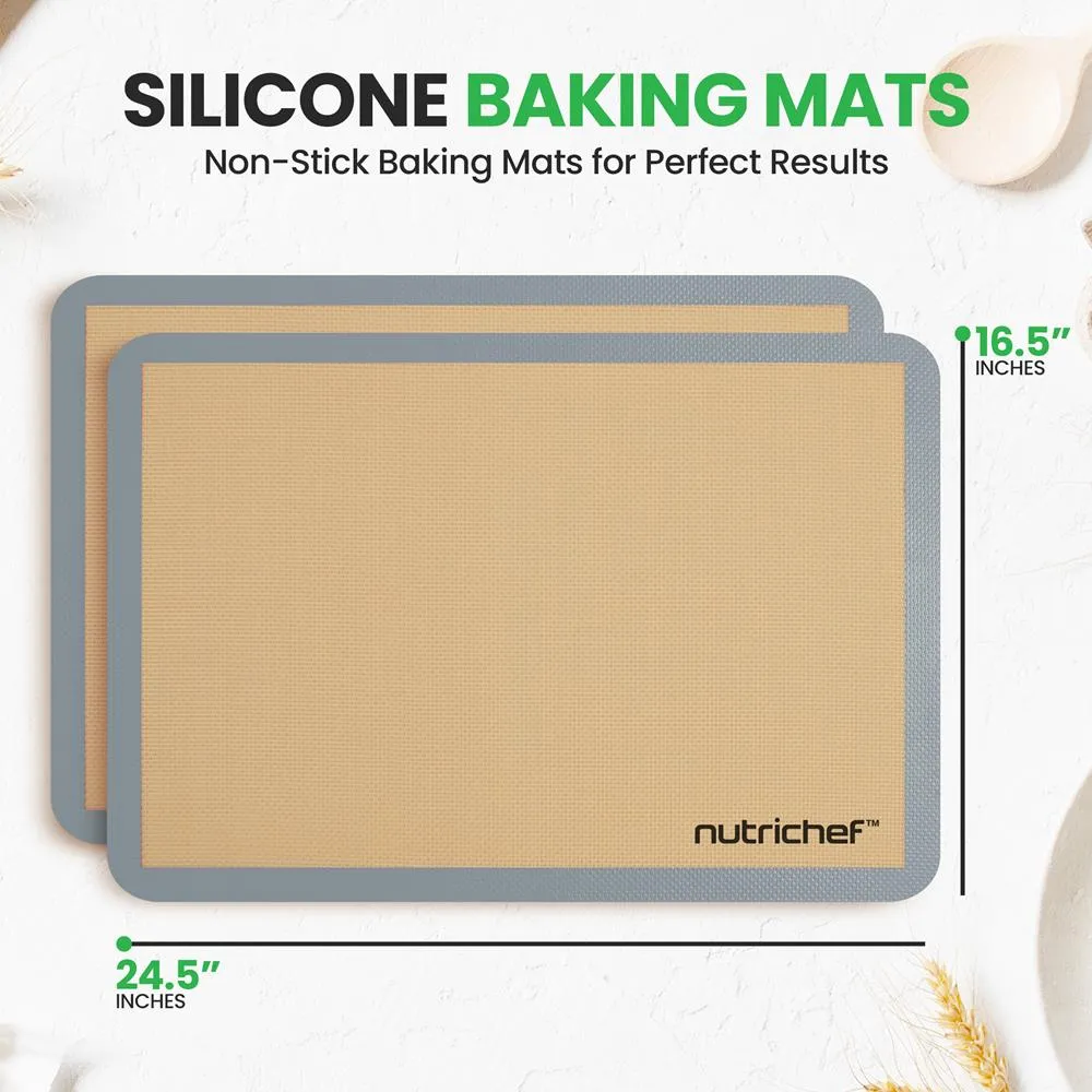 Nutrichef tapis cuisson silicone gris lot de 2 grand format